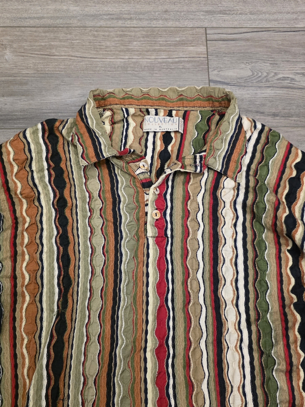 COOGI Multicolor Striped Long Sleeve Button-Down Shirt - Red, Green, Black, Tan - Picture 4 of 11
